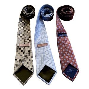 Men’s 100% Silk Neck Ties Geoffrey Beene Grafton 1853 Multi Colour Lot of 3